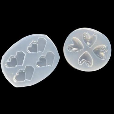 Imagem de Molde de silicone para artesanato em resina de coração duplo, faça você mesmo, forma de pingente, bandeja flexível e reutilizável para projetos de arte em casa