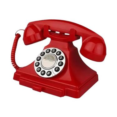 Imagem de Fancyes Gravador de áudio para Livro de Visitas de Casamento, Telefone Fixo com Design Antigo E Disco Giratório, Ideal para Presentes de Festa, Aniversário E, Vermelho