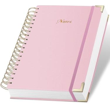 Imagem de ALKALO Caderno em espiral, caderno pautado universitário com capa dura de linho de 328 páginas, diários grossos forrados para mulheres e homens, diário espiral grosso B5 para escrever, papel 100GSM