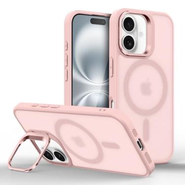 Imagem de Capinha Capa Case tecnológica Premium Para iPhone 16 de 6,1 Polegadas - Anti impacto e proteção para câmeras com suporte retrátil e acabamento Micro-Mate Fosco (ROSA MICRO-MATE)