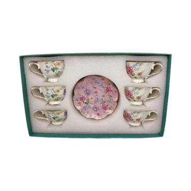 Imagem de Conjunto De Chá Da Tarde Estilo Europeu Floral 12 Peças, Xícaras E Pra