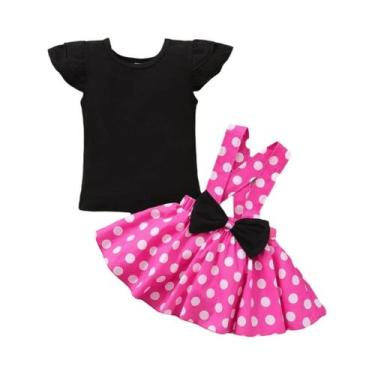 Imagem de Conjunto De Vestido De Verão Para Meninas Pequenas Camiseta Preta Saia