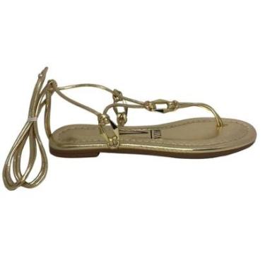 Imagem de Sandália Rasteira Vizzano De Amarração Dourado - 41317-Feminino