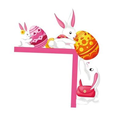Imagem de Fenteer Enfeite de parede para porta com coelhinho da Páscoa em formato de ovo, placa de madeira decorativa para porta de Páscoa, Style a