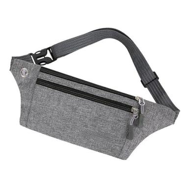 Imagem de Pochete para mulheres e homens, bolsa de cintura, cinto impermeável, ajustável, acessórios esportivos com porta para fone de ouvido (cinza claro)