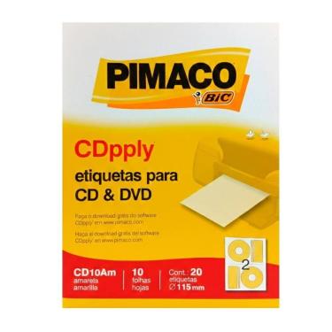 Imagem de Etiqueta Cd E Dvd Pimaco Papel Carta 20 Etq.Cd10 Amarela