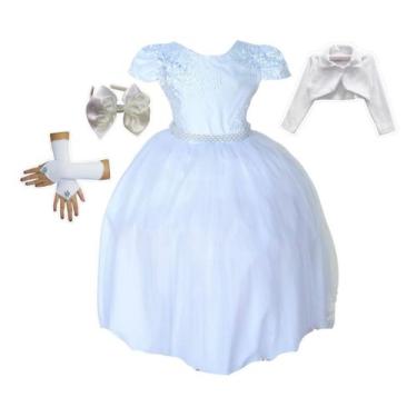 Imagem de Vestido Festa Infantil Dama Formal Com Luvas Tiara E Bolero - Pingo De