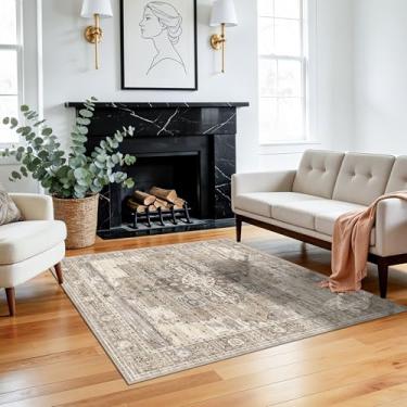 Imagem de RUUGME Tapetes decorativos quadrados 10 x 10 cm - tapetes macios para sala de estar, resistentes a manchas, vintage, ultrafinos, para quarto, cozinha, entrada com suporte antiderrapante, decoração de