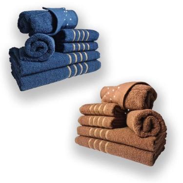 Imagem de Jogo De Toalhas 12pcs - 4 Banhos 4 Rosto 4 Tapetes Az+mr