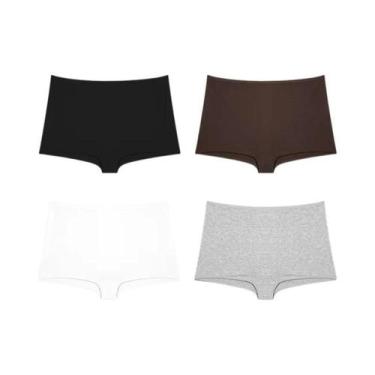 Imagem de Calcinhas Esportivas Femininas De Algodão Sem Costura 4 Peças Cores Só