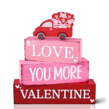 Imagem de 4 peças de decoração de bandeja de madeira para o Dia dos Namorados, decoração de caminhão do amor, presentes para amante, esposa, marido, namorado, namorada, centro de mesa para decoração de casa