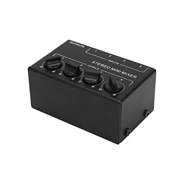 Imagem de Generic Mixer Estéreo Portátil de 4 Canais Mini para Tablet de Telefone de Computador, Mixer de Linha de áudio Passivo para CD Player Tape Player Celular Tablet, Ferro Preto 1 X Estéreo