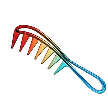 Imagem de Pente de cabelo com dentes largos, pente de garfo de cabelo grande, ferramenta de estilo de cabeleireiro para cabelos cacheados para homens e mulheres, plástico, multicolorido