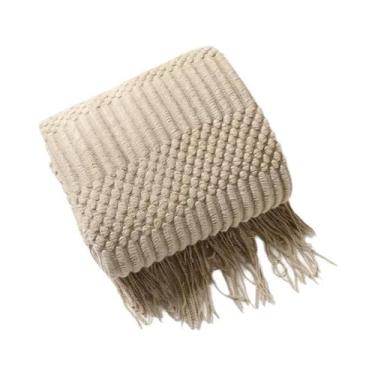 Imagem de Cobertor Leve De Acrílico Tricotado Em Estampa Xadrez Rosa Com Franjas