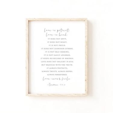 Imagem de Love is Patient Love is Kind Pôster Versículo da Bíblia Arte de Parede Arte de Parede Impressão Pintura Impressões de Arte Imagem Cristã Casa Acima da Cama Decoração de Sala de Estar Sem Moldura