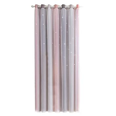 Imagem de 1 peça Cortina de Bloqueio Luz e Isolamento com Padrão Estrela Furada Gradiente Simples para Quarto Sala Estar