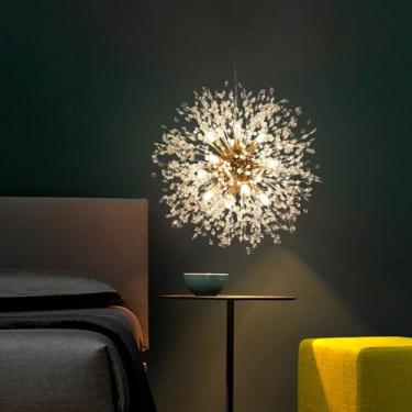 Imagem de Lustre Dandelion para Mesa de Jantar, Luminária Pendente Moderna para Sala de Estar, Iluminação Simples para Hall de Entrada, Altura Ajustável, Ideal para Quartos, Bares e Lojas de Roupas -