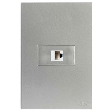 Imagem de Cj Rj45 Cat6  Internet  Hor. 4X2 - Recta Prata Satin Fosco
