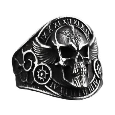 Imagem de Anel De Caveira Retrô Masculino De Aço Inoxidável Estilo Europeu Ameri