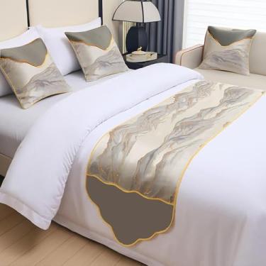Imagem de Cama Runner Hotel Colcha Jacquard Cama Lenço Moderno Sedoso Decoração de Cama Proteção Não Desvanece Toalha de Cama Macia para Queen, Casal, Solteiro, Tamanho King Cinza|||50X210 cm para Cama de 1,5 m