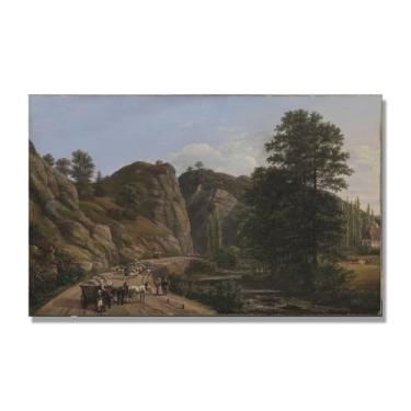 Imagem de NHLDZYH J.C. Dahl pintura em tela de romance norueguês pintura de paisagem obra-prima famosa reprodução de arte sobre tela. (paisagem 31). 80 x 130 cm. Apenas tela