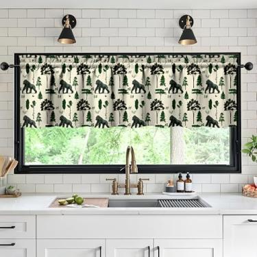 Imagem de Tapesb Orangotango saia de cozinha engraçada pequena cortina de janela sobre pia decoração essencial adequado para cozinha, quarto, lavanderia, 45,7 x 137,2 cm