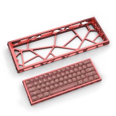 Imagem de kutethy KY60 Hollow Out Aluminum Keyboard Case,60% Mechanical Keyboard Shell Custom Keyboard Barebones Compatible with Wooting60 Mad60 Win60 GH60 60HE (Red)