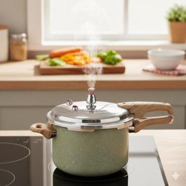 Imagem de Panela de Pressão Max Chef Wood 4,2L Indução Antiaderente Cerâmica - F