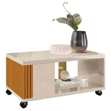 Imagem de Mesa de Centro Pratica com Rodízios Edn Cor Off White Cedro, Off White