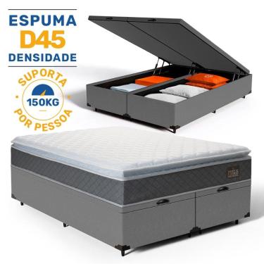 Imagem de Cama Box Baú com Colchão de Espuma D45 Pillow Top Fort Comfort King 193cm