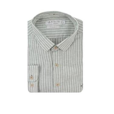 Imagem de Camisa Masculina Dudalina ML Slim Listrada Verde Médio - 530424-Feminino