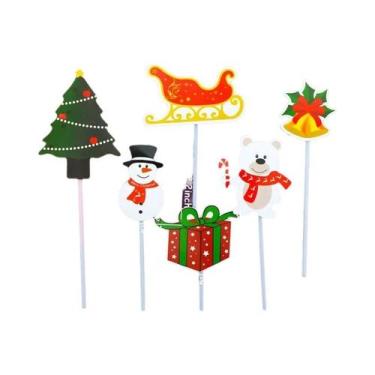 Imagem de Decorações De Bolo De Natal Com Rena E Papai Noel, 6 Peças, Suprimento