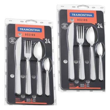 Imagem de Faqueiro Tramontina 2 Unidades De 24 Peças Búzios Com Láminas E Cabos De Aço Inox 23799075