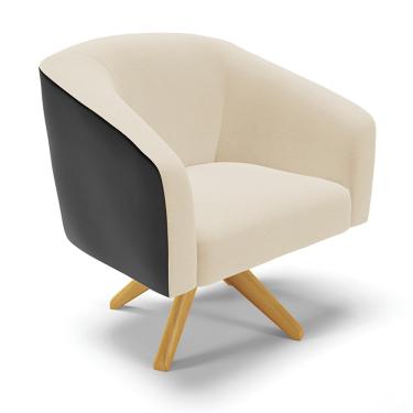 Imagem de Poltrona Decorativa Giratória MA30 Stella Preto/Linho Bege D03 - D'Rossi