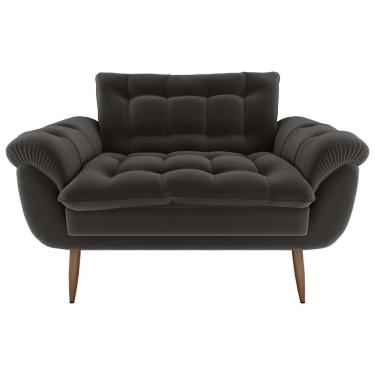 Imagem de Sofá Namoradeira Pequeno Confortável 1,25 Larg Xangai Matrix Veludo Cinza