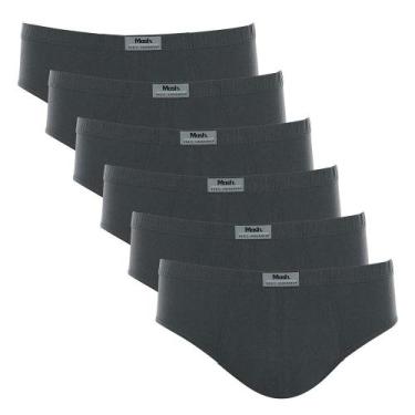 Imagem de Kit 6 Cuecas Slip Algodão Lisa Mash 074.58, M, Cinza chumbo