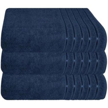 Imagem de Kit 3 Toalhas Banhão 100% Algodão 90x150 Cm Teka Comfort, Marinho