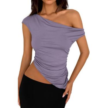 Imagem de Blusa PRETTYGARDEN 2025 Verão Cropped Ombro a Ombro XL