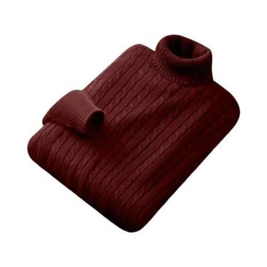Imagem de Suéter Masculino De Tricô Gola Alta Leve E Quente Para Outono/Inverno,