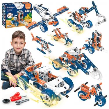 Imagem de Kit de Construção STEM SMIESSKIDDO 12 em 1 com 152 Peças – Brinquedo Educativo para Crianças de 4 a 8 Anos