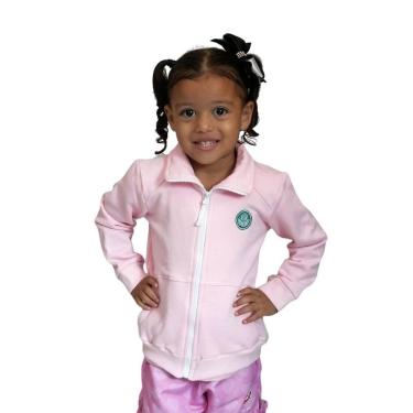 Imagem de Blusa Infantil Palmeiras Rosa Moletom Oficial