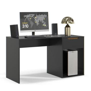Imagem de Escrivaninha Flow Quarto Escritorio 1 Gaveta - EJ Móveis, Preto
