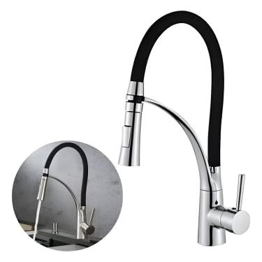 Imagem de Torneira de Cozinha Gourmet Flexível de Silicone Monocomando 50cm Preto