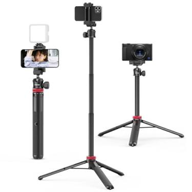Imagem de ULANZI MT-44 Tripé para Celular Extensível, 150cm com Clip 2 em 1 e Cabeça Esférica 360° para iPhone/Sony/Canon/DJI Osmo Action, Tripé de Viagem Leve