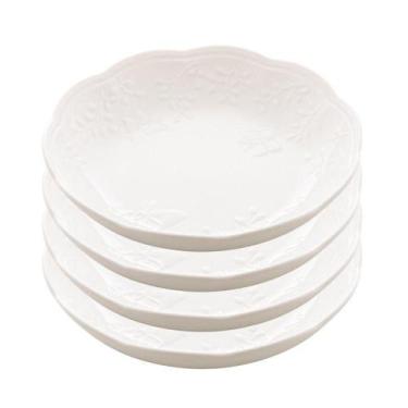 Imagem de Jogo 4 Prato Fundo Branco De Porcelana New Bone Butterfly Flower Flore