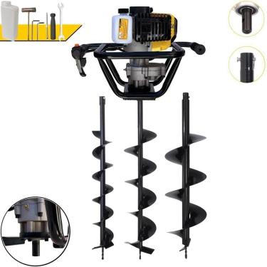 Imagem de Perfurador de Solo PSL517 à Gasolina 51,7CC 1,8HP com Brocas 80X20CM e 80X15CM Amarelo...