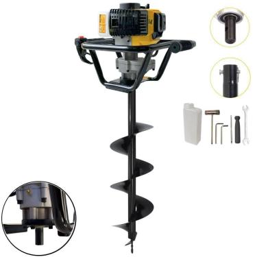 Imagem de Perfurador de Solo PSL517 à Gasolina 51,7CC 1,8HP com Broca 80X20CM Amarelo Lynus