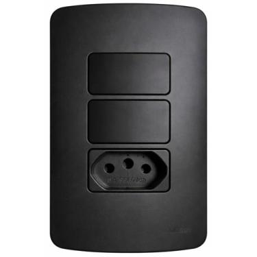 Imagem de 1 CONJUNTO 1 TOMADA E 2 INTERRUPTOR SIMPLES 10a MARGIRIUS LINHA B3 PRE