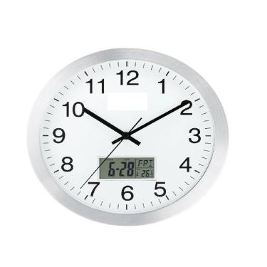 Imagem de Relógio de Parede Yeet Completo com Termômetro Digital, Calendário e Despertador para Escritório e Sala Vidro