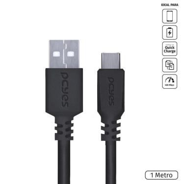 Imagem de Cabo USB Pcyes PUACP-01 para USB Tipo C Carregamento e Dados 1M 5V 3A 480MBPS Cobre Pur...